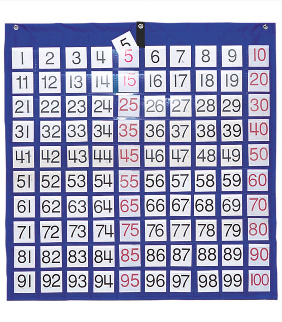 Carson Dellosa Hundreds Pocket Chart—Blue Organizer With 100 Pockets and Number Cards, Counting, Adding, Multiplying Interactive Math Learning (26" x 26")